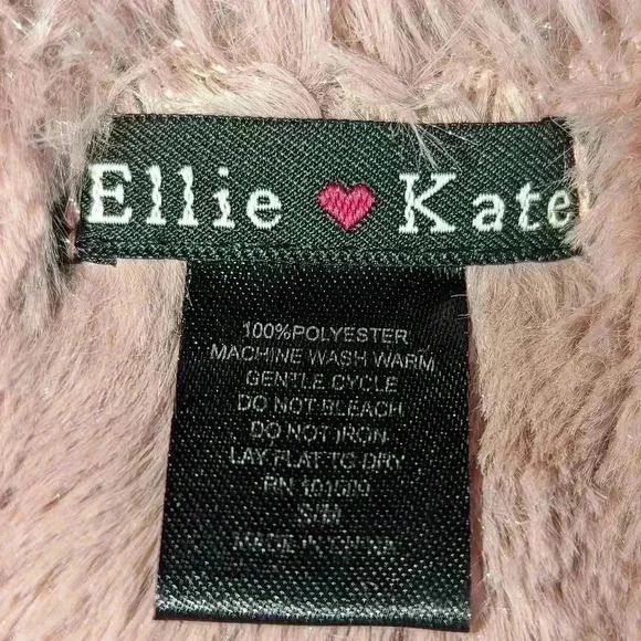 ELLIE KATE Sz S/M Faux Fur Vest. Dust Rose. Front Hook Closure. Open Front - Picture 6 of 11